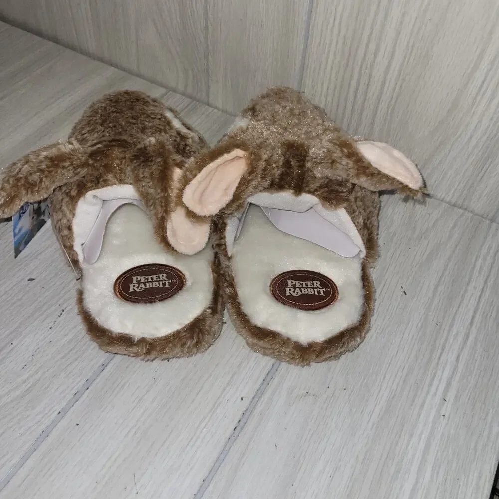 New Kids Peter Rabbit Brown Bunny Slippers Easter Dan Dee Size M 13-1